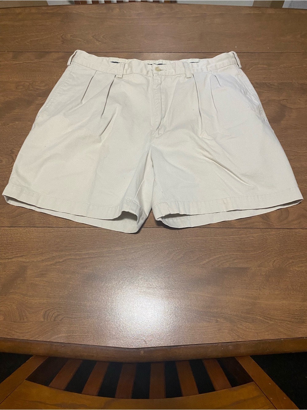 Vintage Ralph Lauren Cream Flat-Front Cotton Shorts